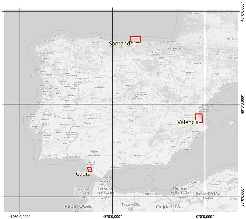 Map General Location Coast Guard Spain. COTESA